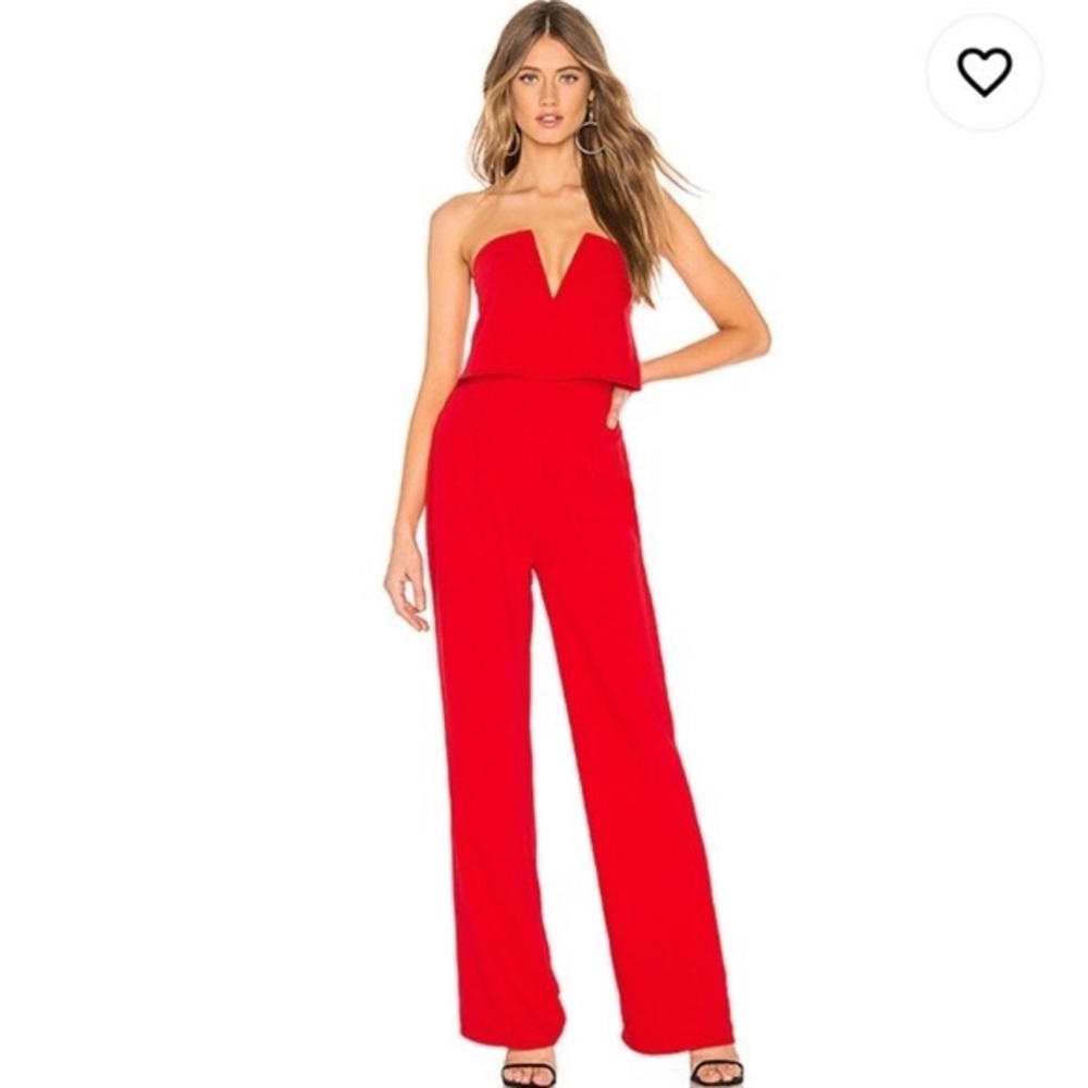 Red Revolve Strapless Jumpsuit